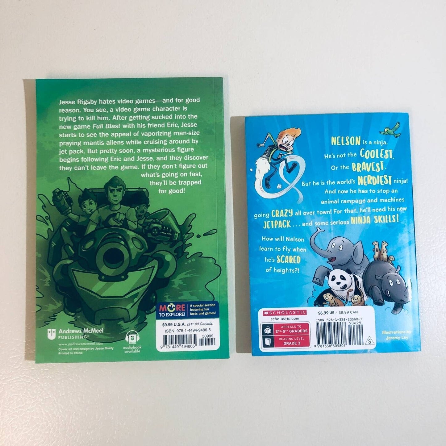 Set of 2 Kids Paperback Books Trapped In A Video and Ninja Kid Fantasy New