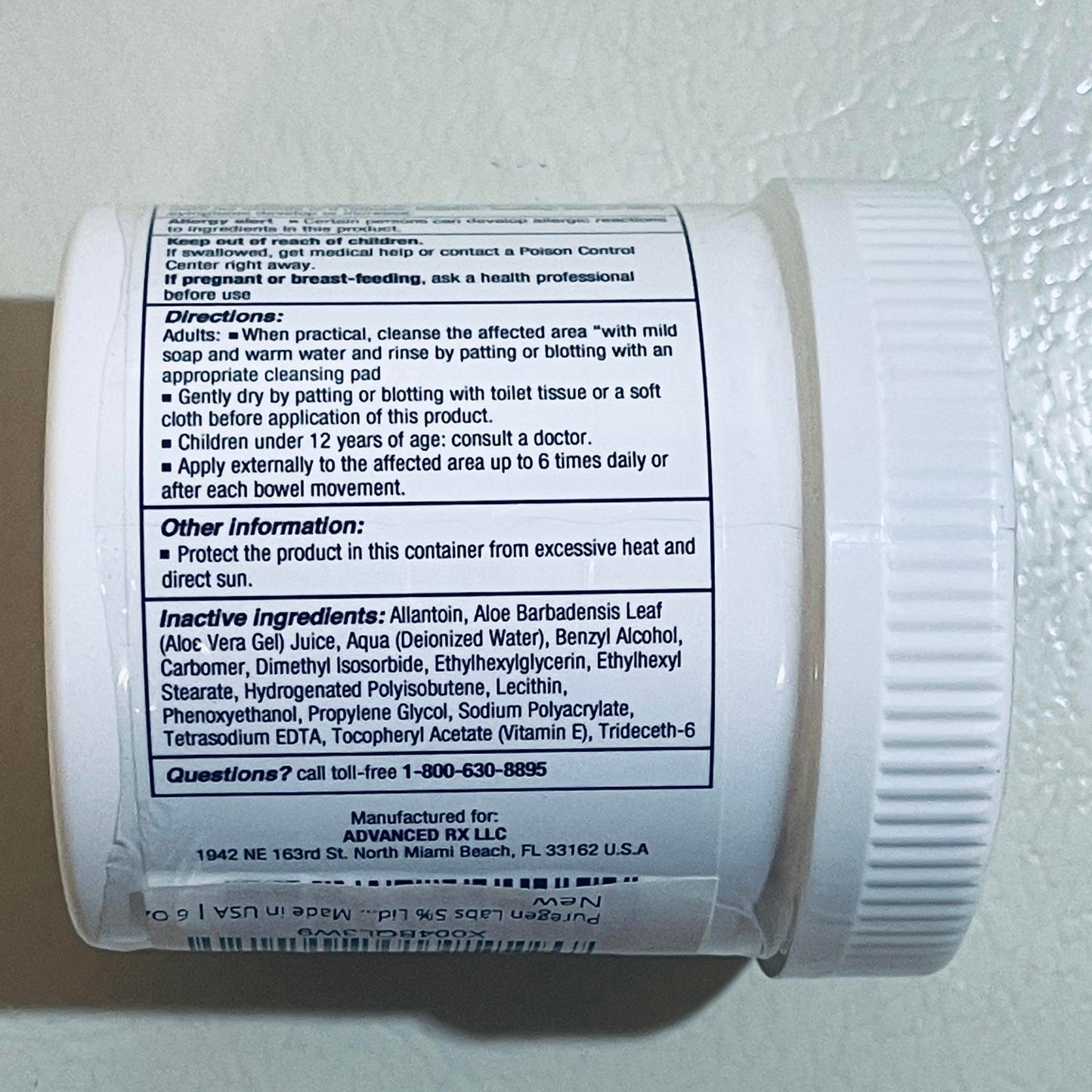 Puregen Labs Lidocaine 5% Cream with Aloe Vera 6 oz EXP 10/2026