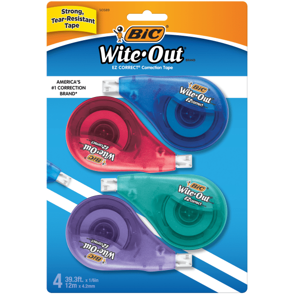 BIC Wite-Out Brand EZ Correct Correction Tape White 4 Count
