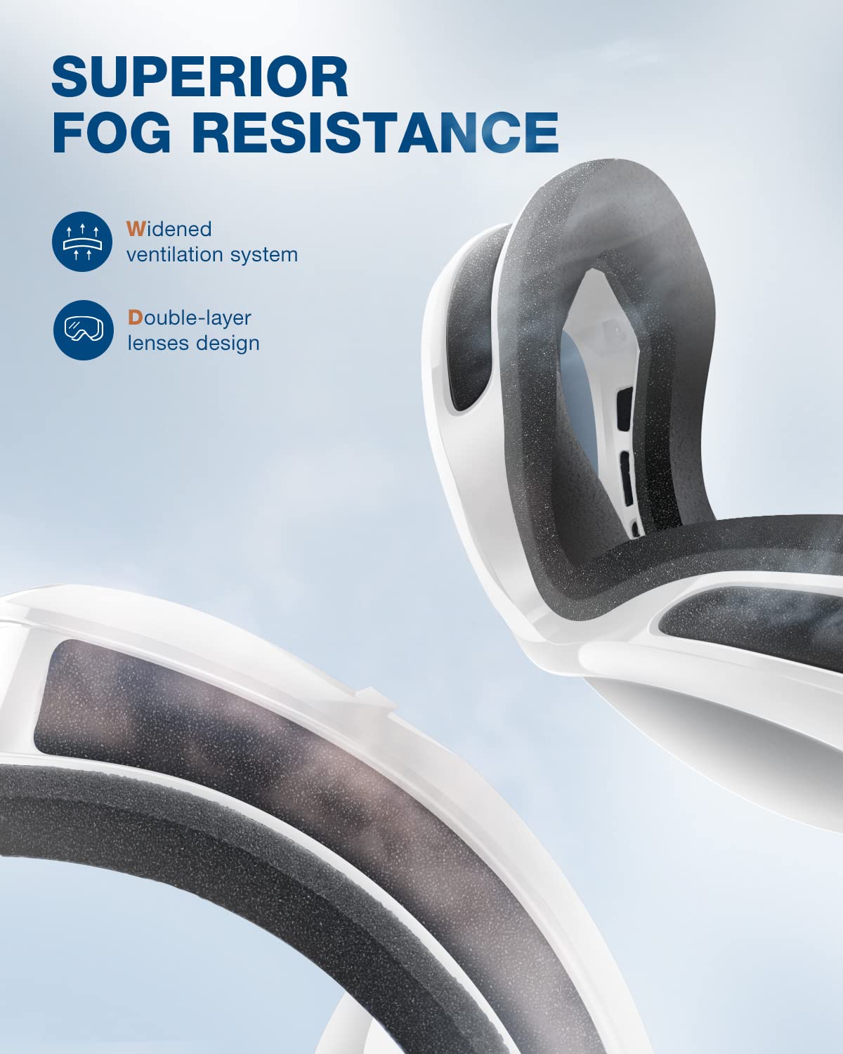 ZIONOR Lagopus Ski Snowboard Goggles UV Protection Anti fog Snow Goggles for Men Women Adult Youth VLT 8.6% White Frame Silver Lens