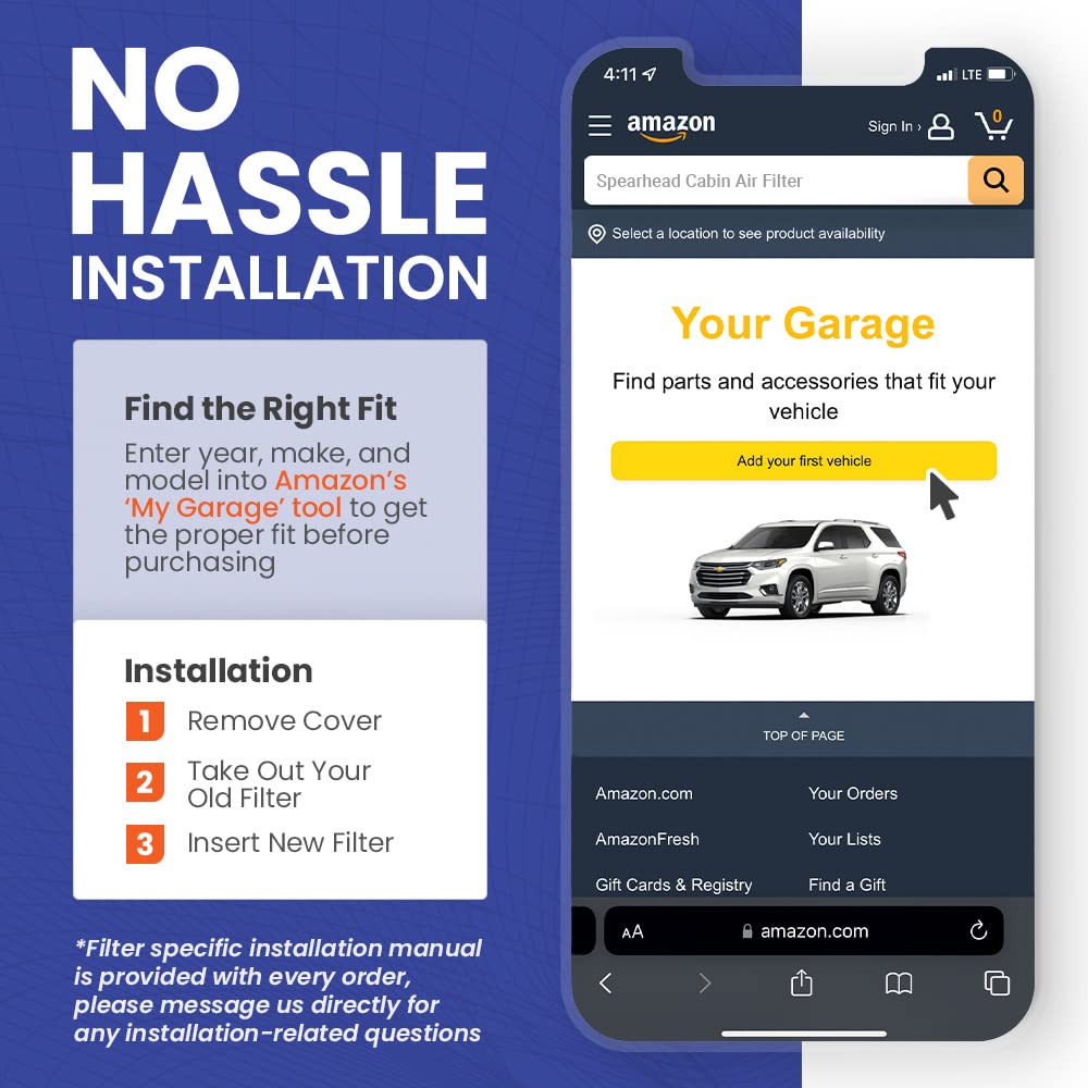 Spearhead Odor Defense Breathe Easy Cabin Filter, up to 25% longer, (BE-134)