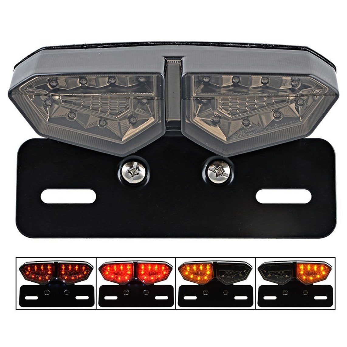 Turn Signal Lamp License Plate Bracket Smoke Lens Integrated Tail Light