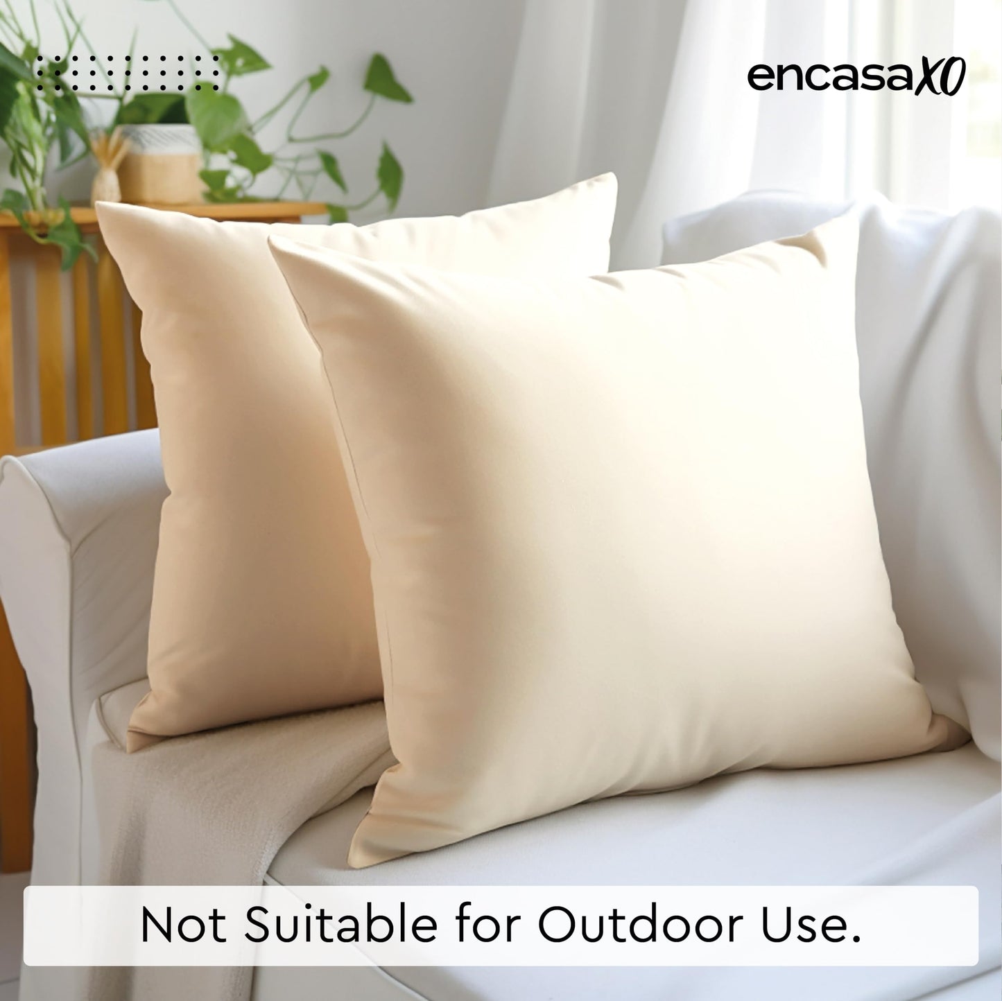 Canvas Throw Pillow Covers Pack of 4 Natural 18"x18" No Insert with Hidden Zippe