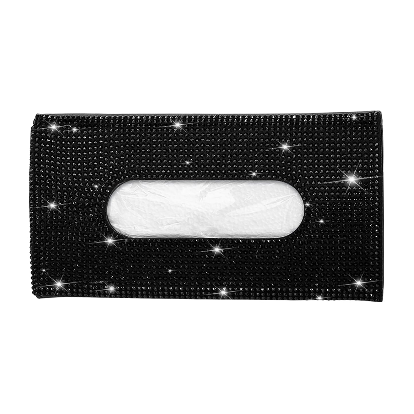 Car Tissue Holder, Sun Visor Napkin Holder Tissue Refill 1 Pcs Black Rhinestone