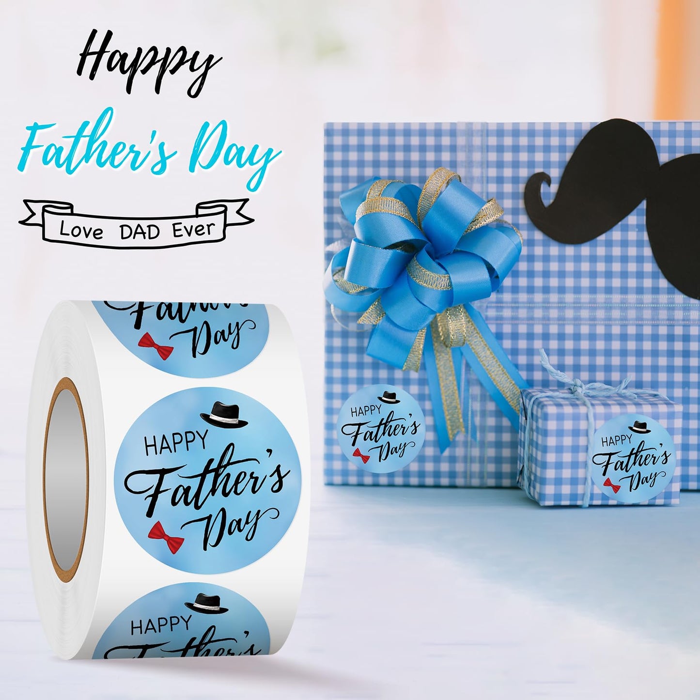 Happy Father's Day Label Stickers Roll, 500 PCS Father's Day Gift Tag, 1.5 inch