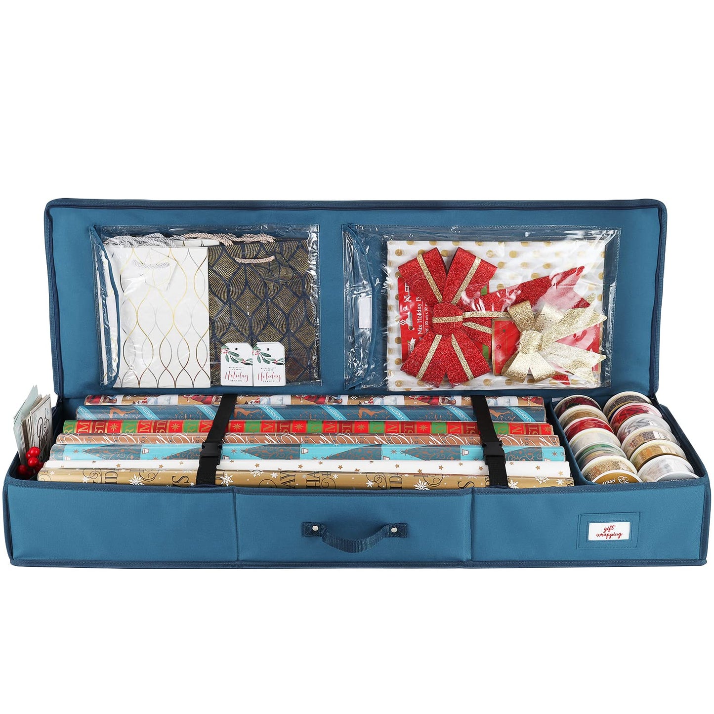 Wrapping Paper Organizer Storage Containers, w/ Pockets - Rolls, Ribbons, & Bows