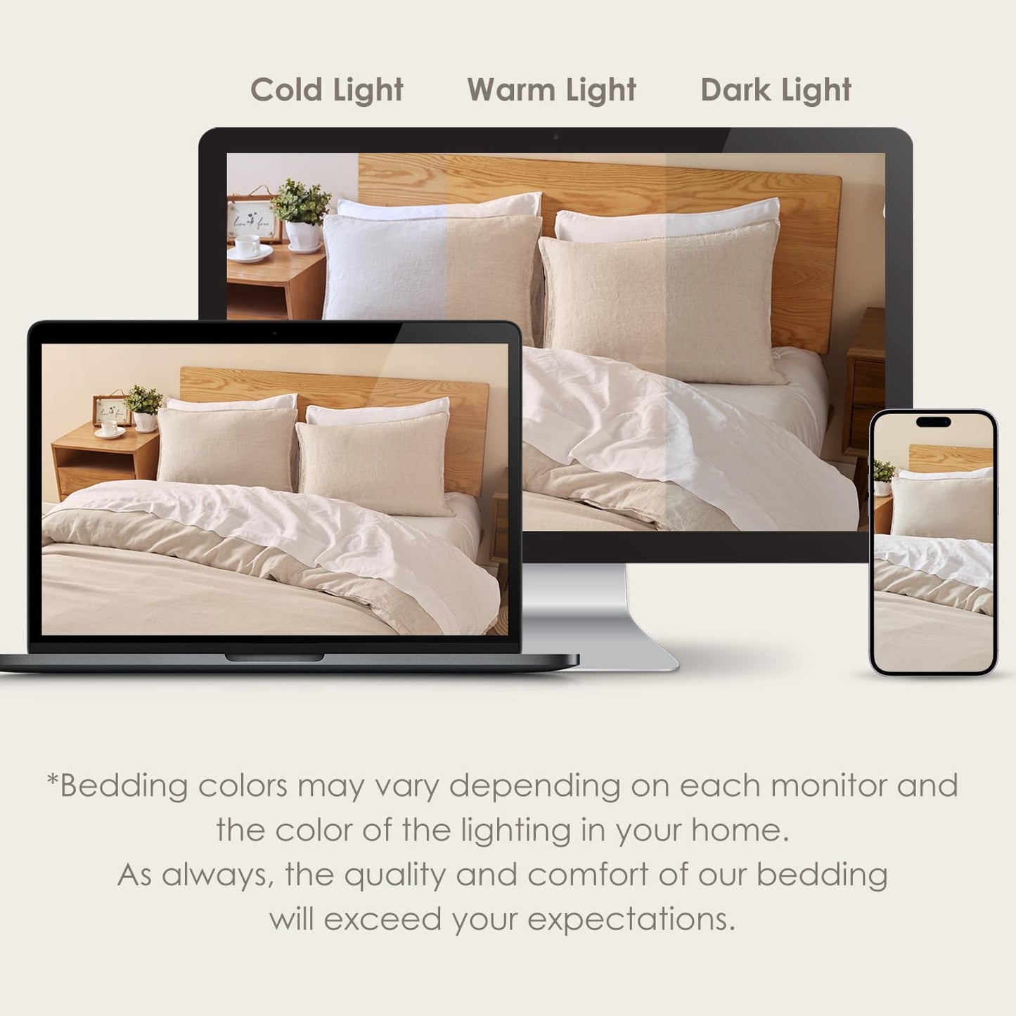 DAPU 100% Linen Duvet Cover Set 3PCs, Pure Natural French Flax Linen King Size