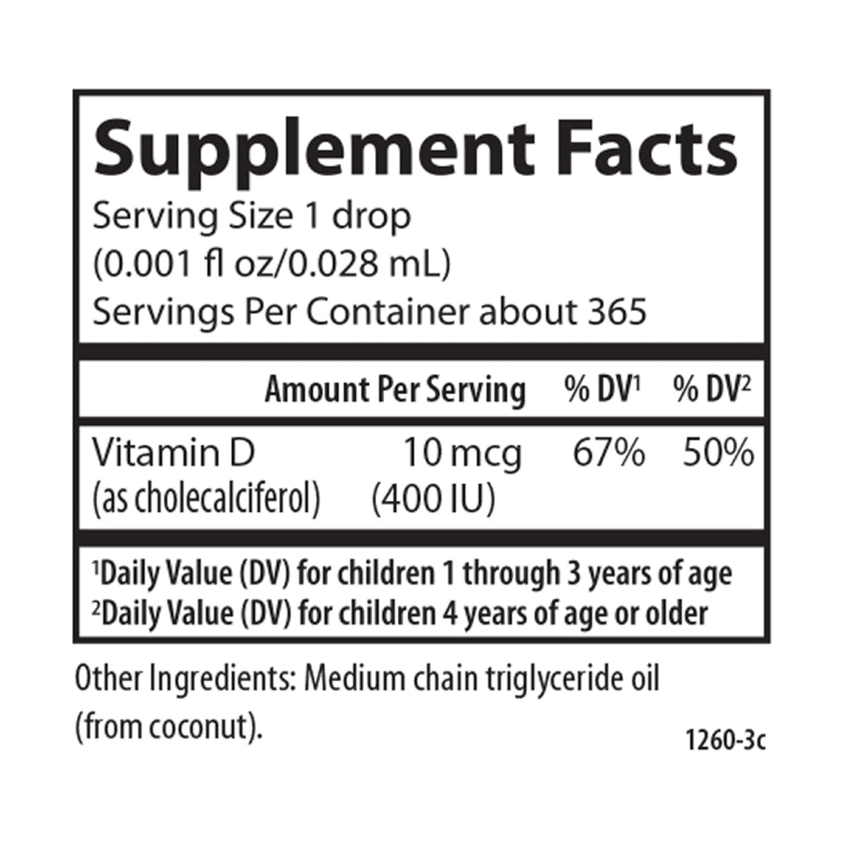 Carlson Kid's Super Daily D3 Liquid Vitamin D 400 IU (10 mcg) Per Drop 365 Drops 0.35 fl oz EXP 01/2027