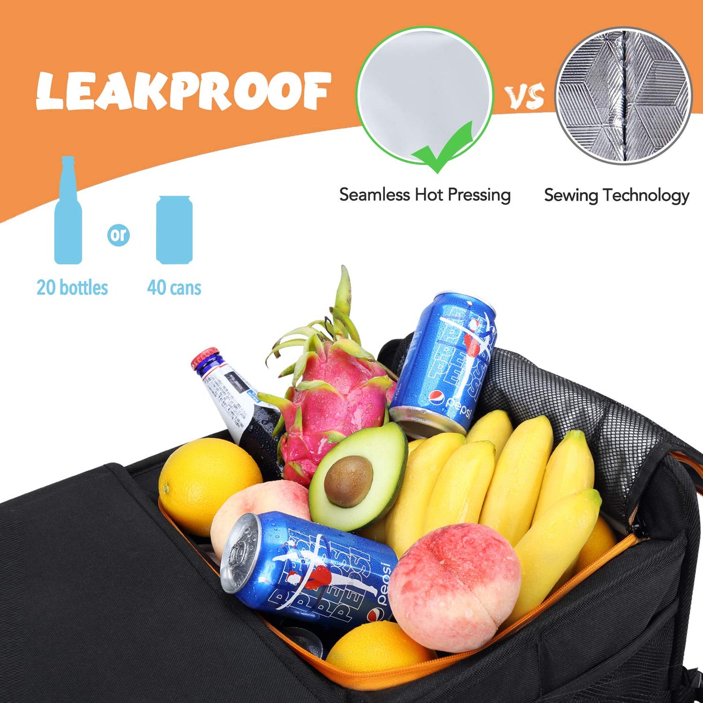 Large Trunk Organizer With Built-in Leakproof Cooler Bag, 2 Tie-Down Straps