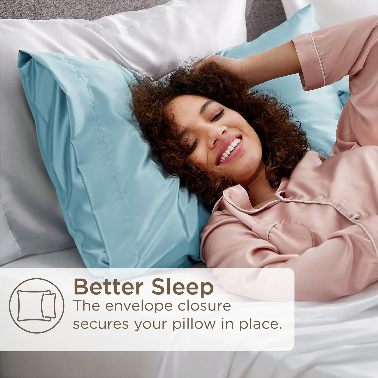 Bedsure Satin Pillowcase Standard Set of 2 - Light Blue Silky 20x26 Inches