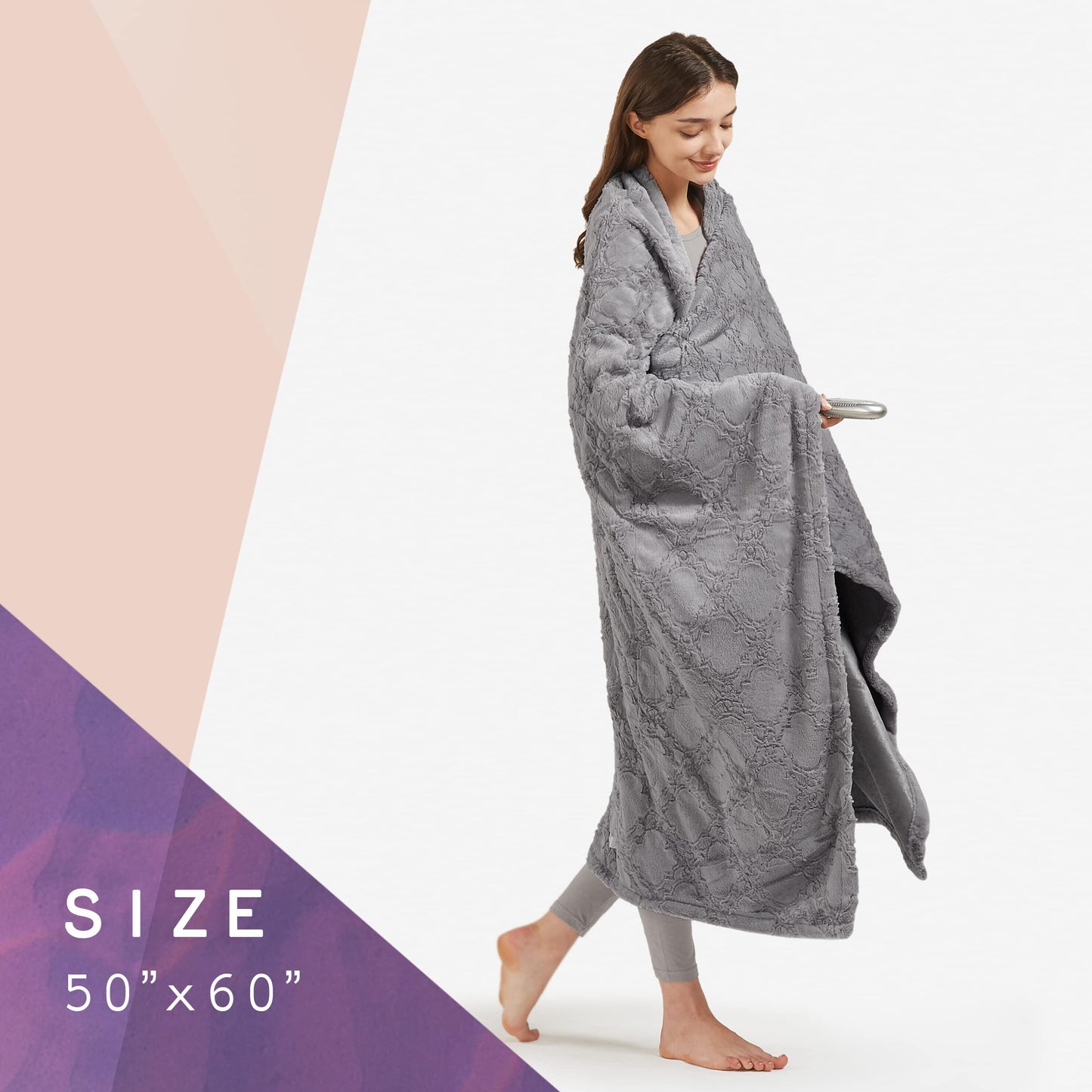 Hyde Lane Heated Electric Blanket Throw 60x70 Sherpa Reverse 3 Heat Settings