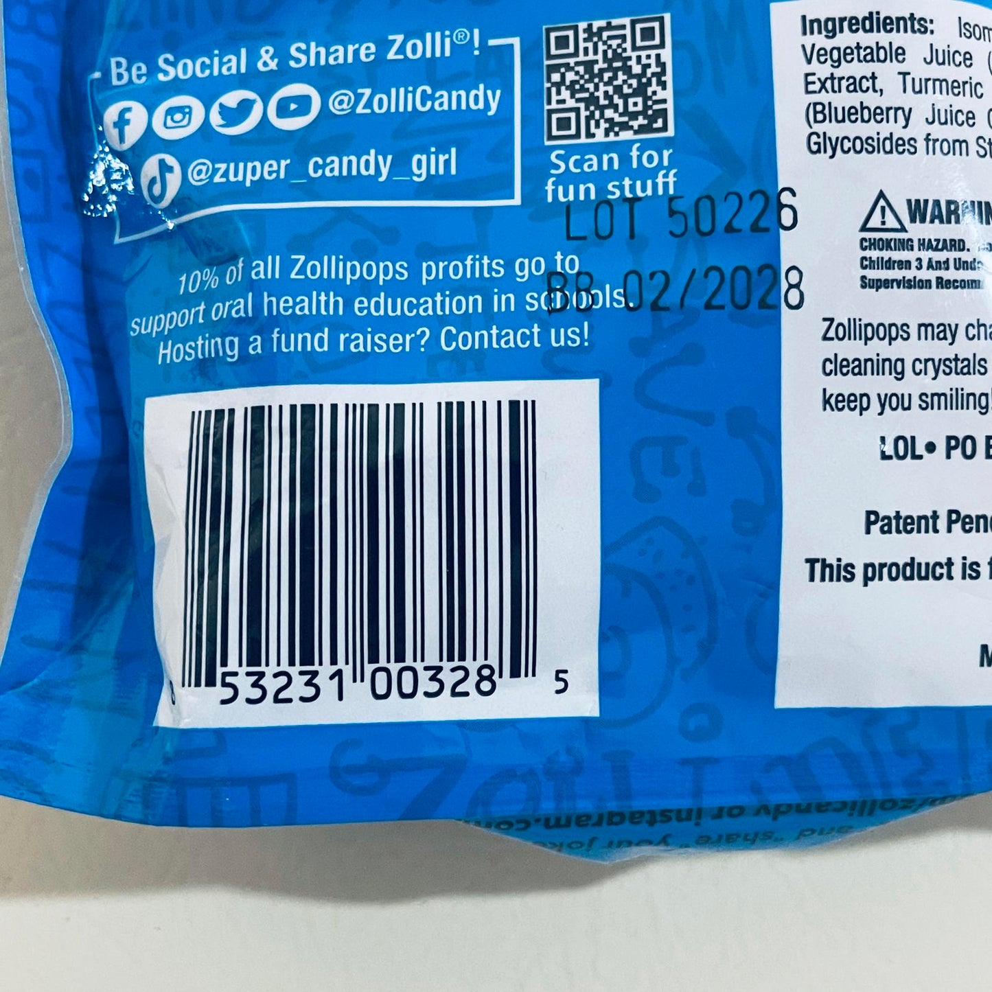 Zolli Pops The Clean Teeth Pops, 5.2 oz Pkg EXP 2/2028