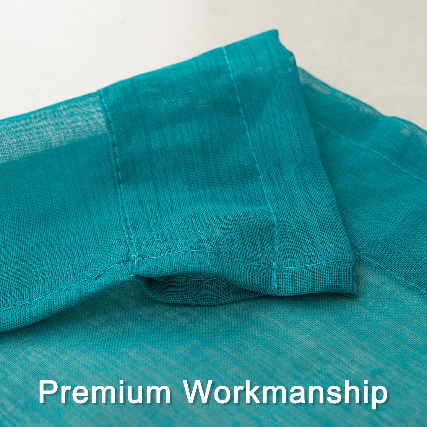 Semi Sheer Window Treatment Light Weight Slub Rod Pocket34"x95"Turquoise,2Panels