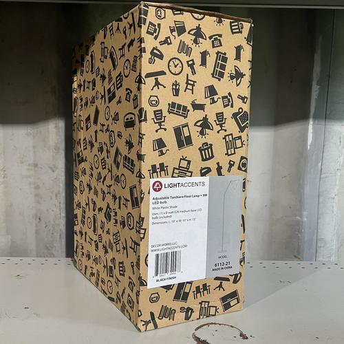 LIGHTACCENTS Black Floor Lamp with Opal White plastic Cone Shade