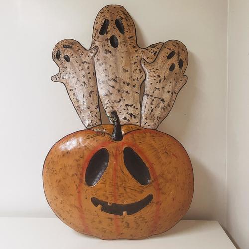 Metal Pumpkin and Ghost Yard Art 41"x24"