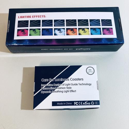 Car Under Dash LED Strips & Cup Holder Coaster Interior Lights BUNDLE