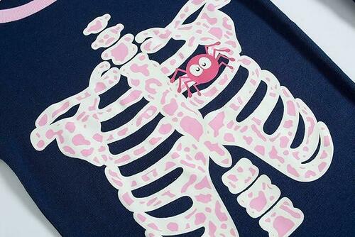 Family Feeling Little Girls 2 Piece Pajamas Set Skeleton/Glow-in-the-dark Size 2T
