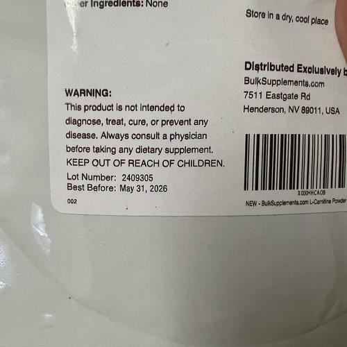 L-Carnitine Powder - 1000mg - Amino Acid Supplement,1g per Serving, 250g, 8.8oz 5/2026