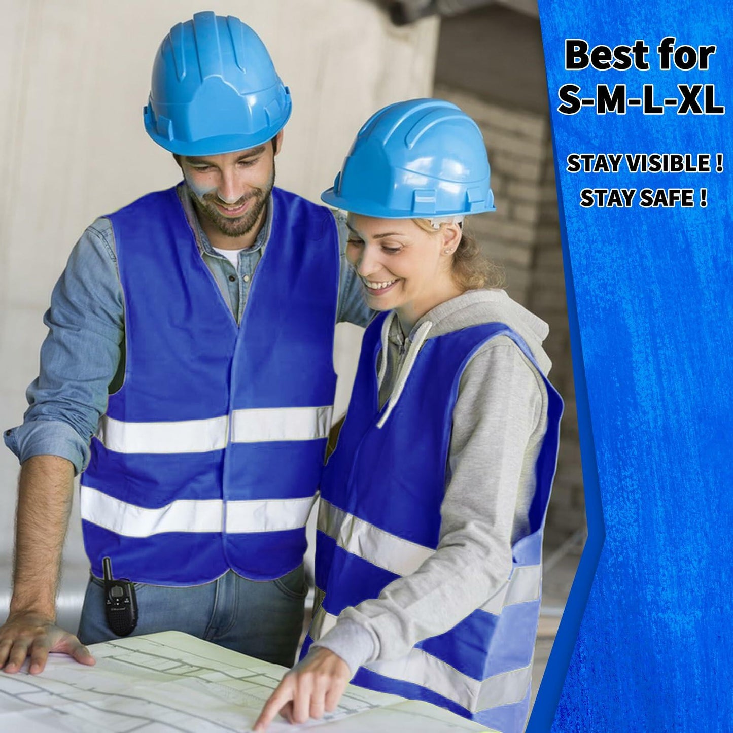 15 Pcs Safety Vests High Visibility Safety Vest with Reflective Strips (Blue)