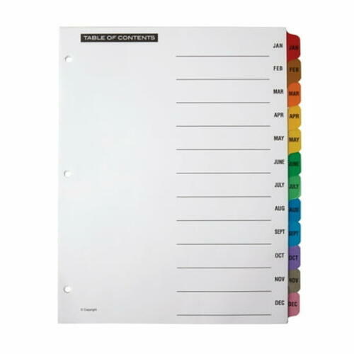 January-December Index Tabs Dividers w/ Table of Contents, Office Depot, 14705