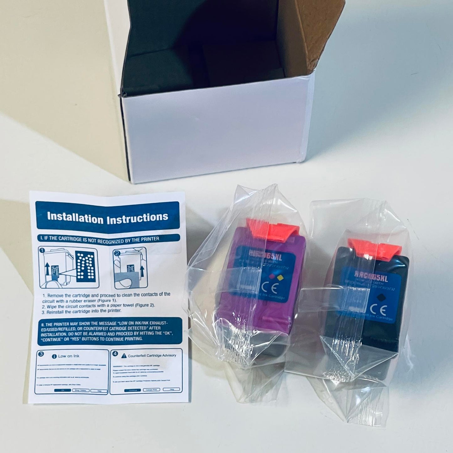 replacement for HP 65XL Ink Cartridge Set - 1 Black & 1 Tri-Color - EXP 1/2025