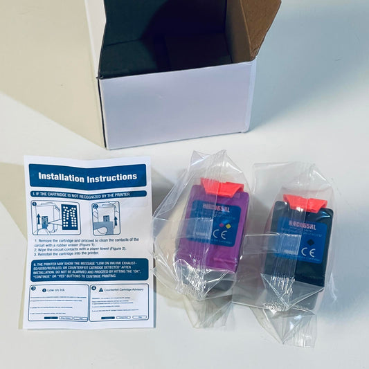 replacement for HP 65XL Ink Cartridge Set - 1 Black & 1 Tri-Color - EXP 1/2025