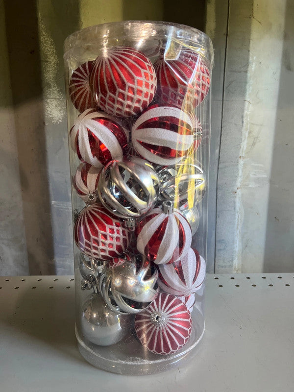 Used - 24 Pcs 2.36 in Shatterproof Christmas Ball Ornaments, Glitter
