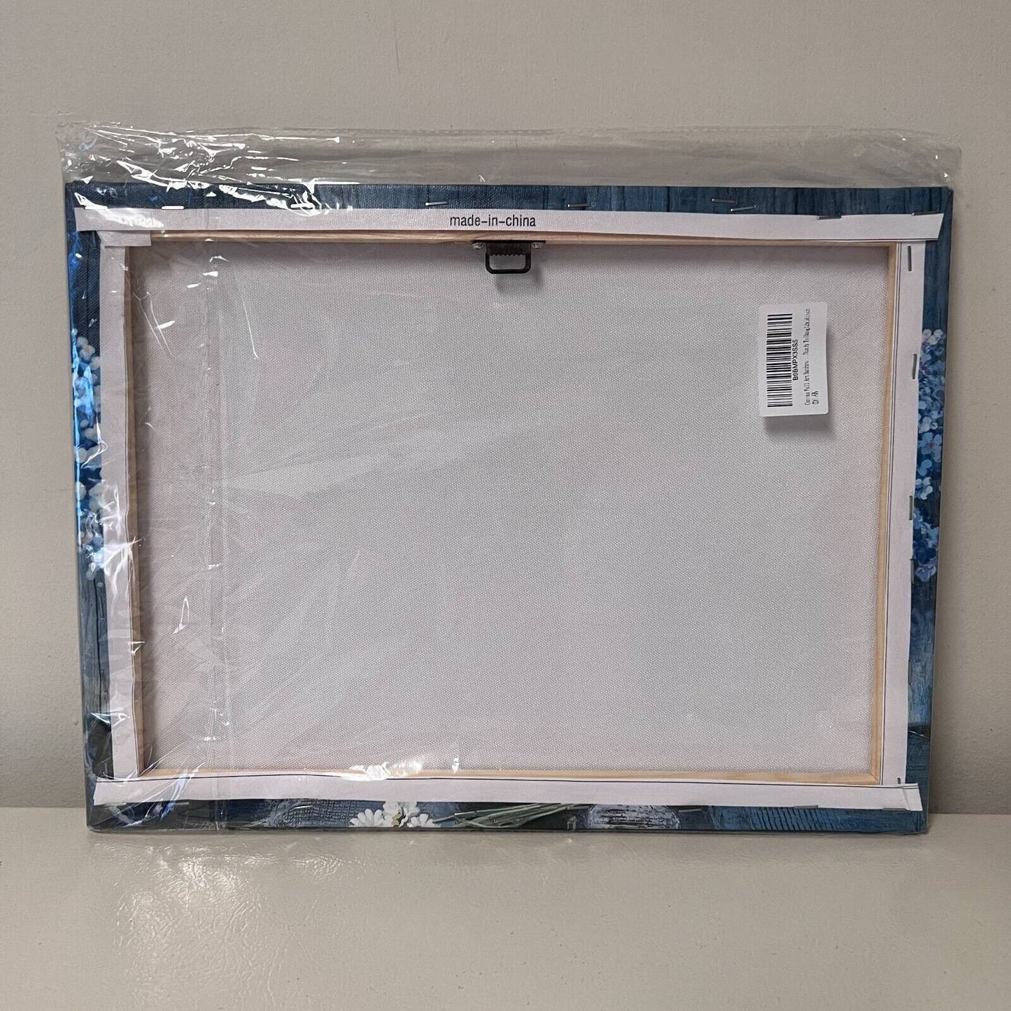 Canvas Wall Art Blue Flowers Vases Rustic 12x16" Print Framed Ready To Hang New