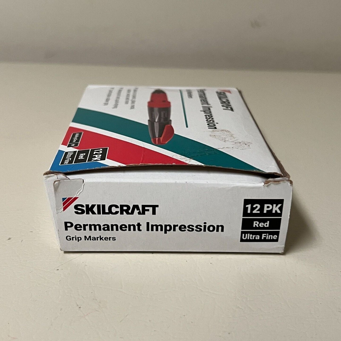 Skilcraft NSN5203889  Permanent Marker - Ultra Fine Tip, Red - Pack of 12