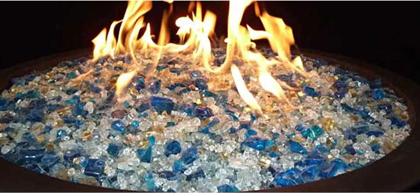 Hiland RGLASS-BB Pit Fire Glass in Bahama Blend Extreme Temperature 10 Pounds.