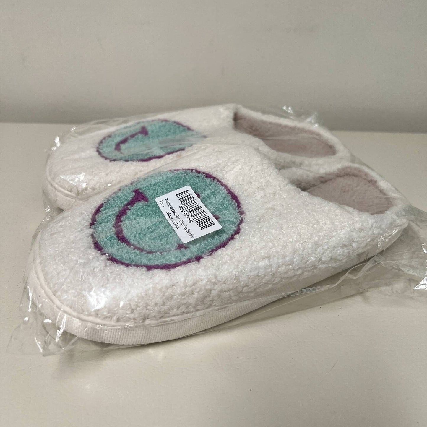 Womens Scuffs Slippers White Terrycloth Novelty Casual Flats US 10.5 - EUR 44-45 New