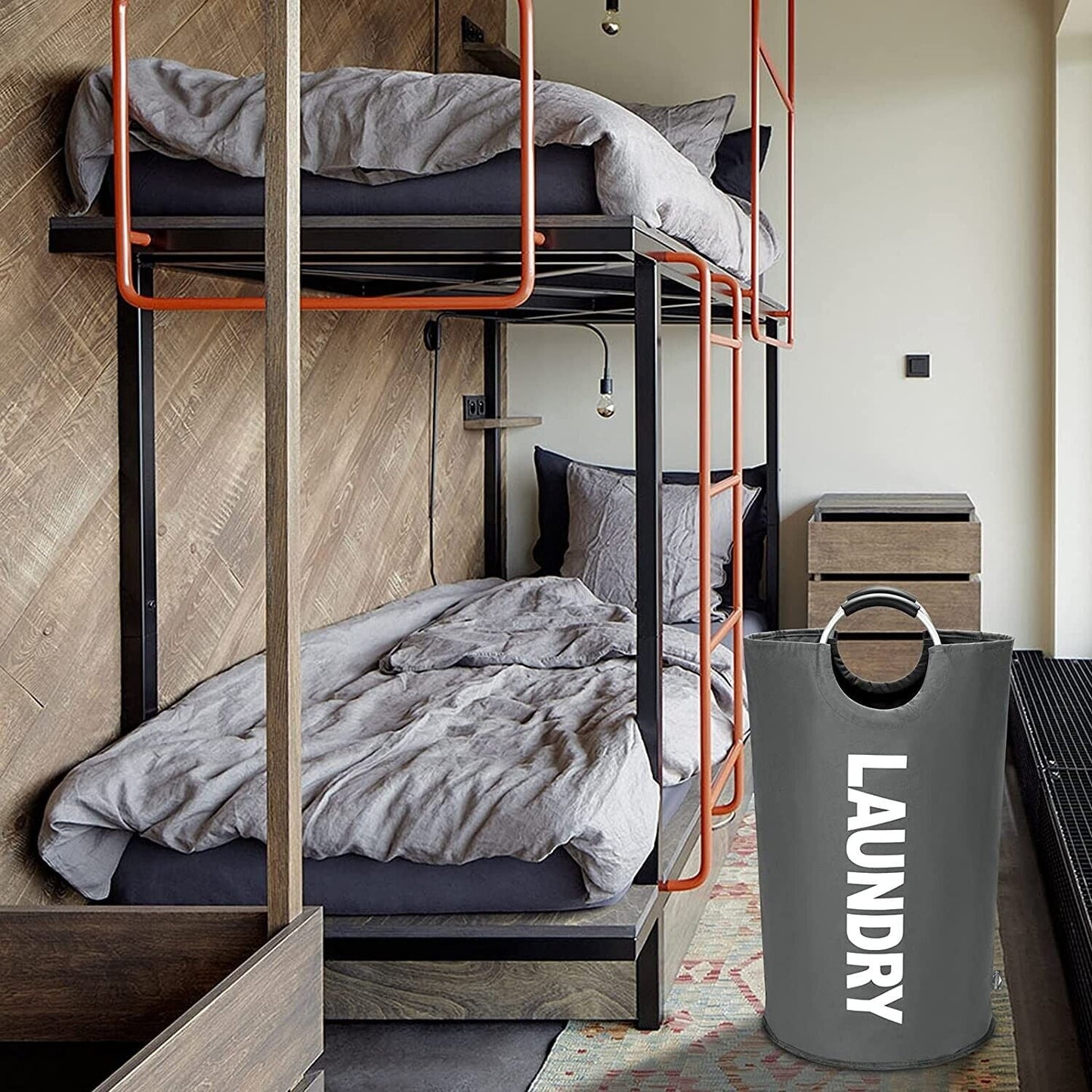 Dokehom Laundry Basket Gray W/ Handles Foldable Collapsible 14" x 28.5" New