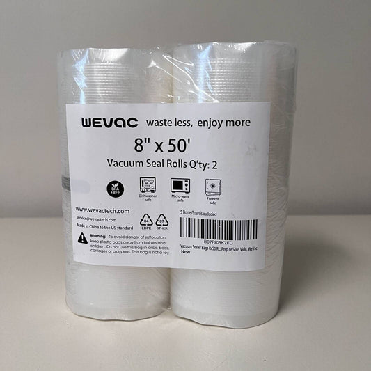 Wevac Vacuum Seal Rolls BPA Free 8" X 50' 5 Bone Guards Pack 2 Rolls New