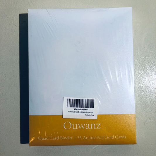 Ouwanz Quad Card Binder + 55 Anime Foil Gold Cards, magical creatures