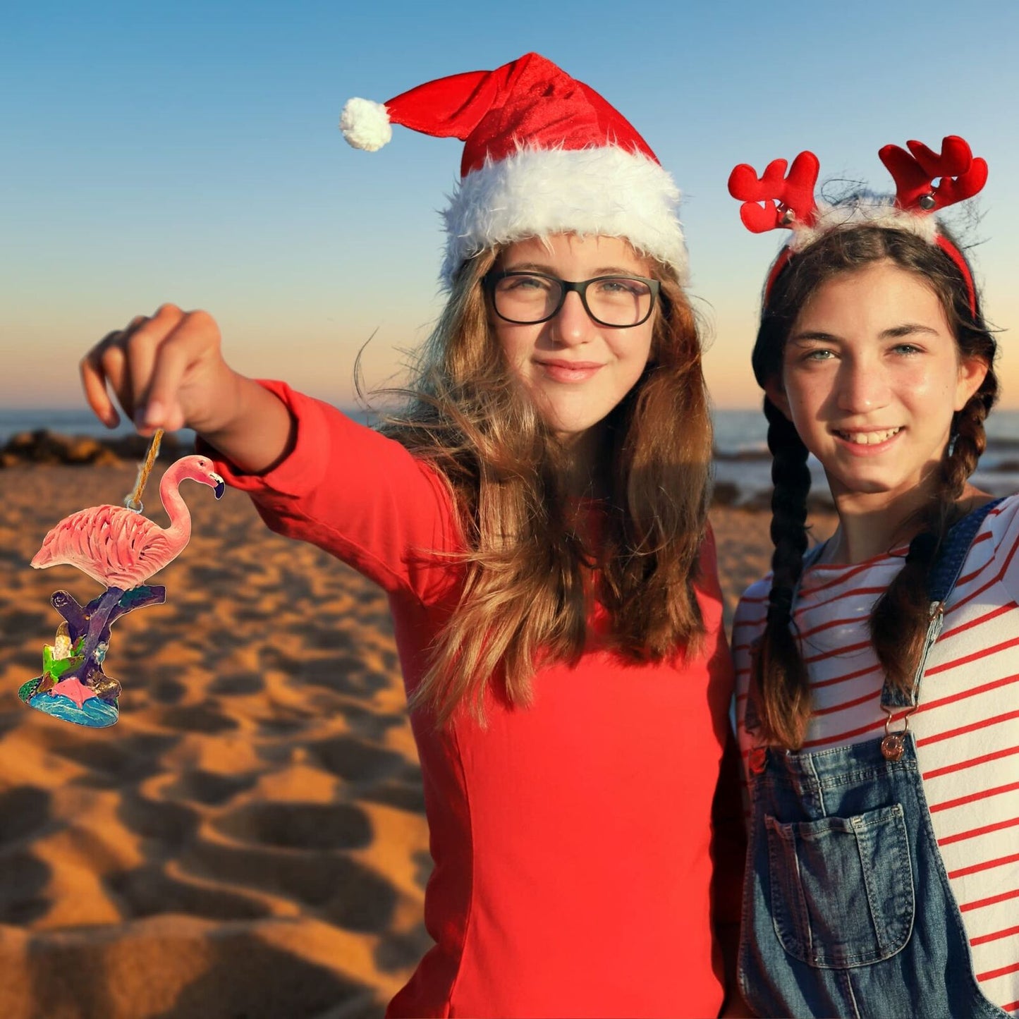 Tropical Christmas Tree Ornaments, Decorative Hanging Beach Themed Flamingo 4"