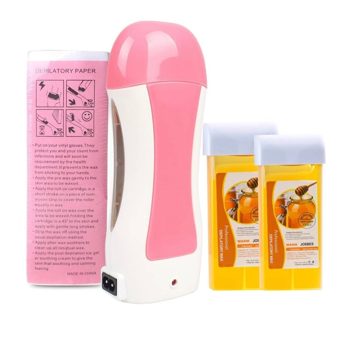 Josbes Roll On Honey Wax Kit Legs Arms Armpits Warm Depilatory Paraben Free New