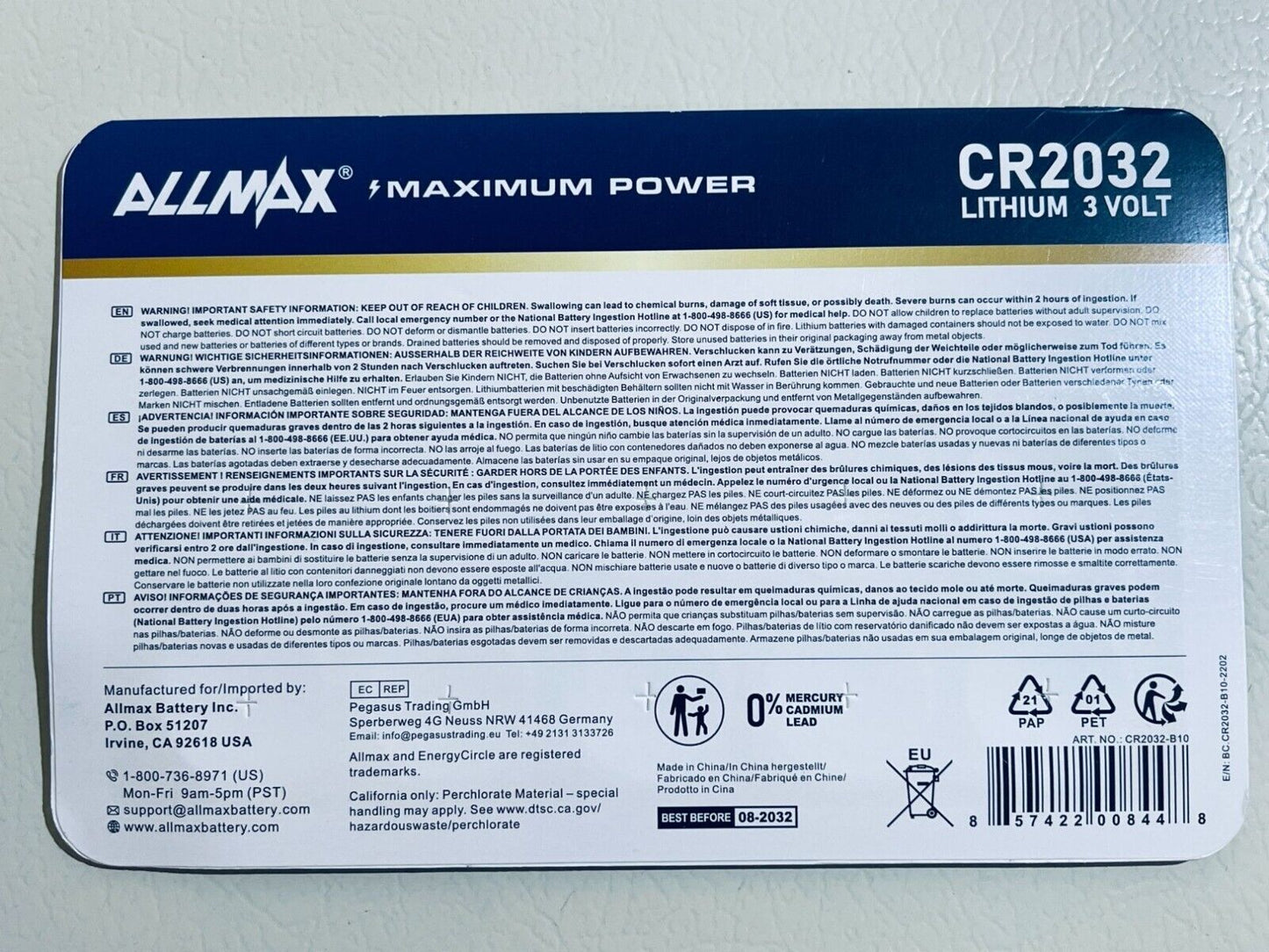 32-pack Assorted CR2032 3V Lithium Batteries - Allmax, Energizer, Amazon Basics