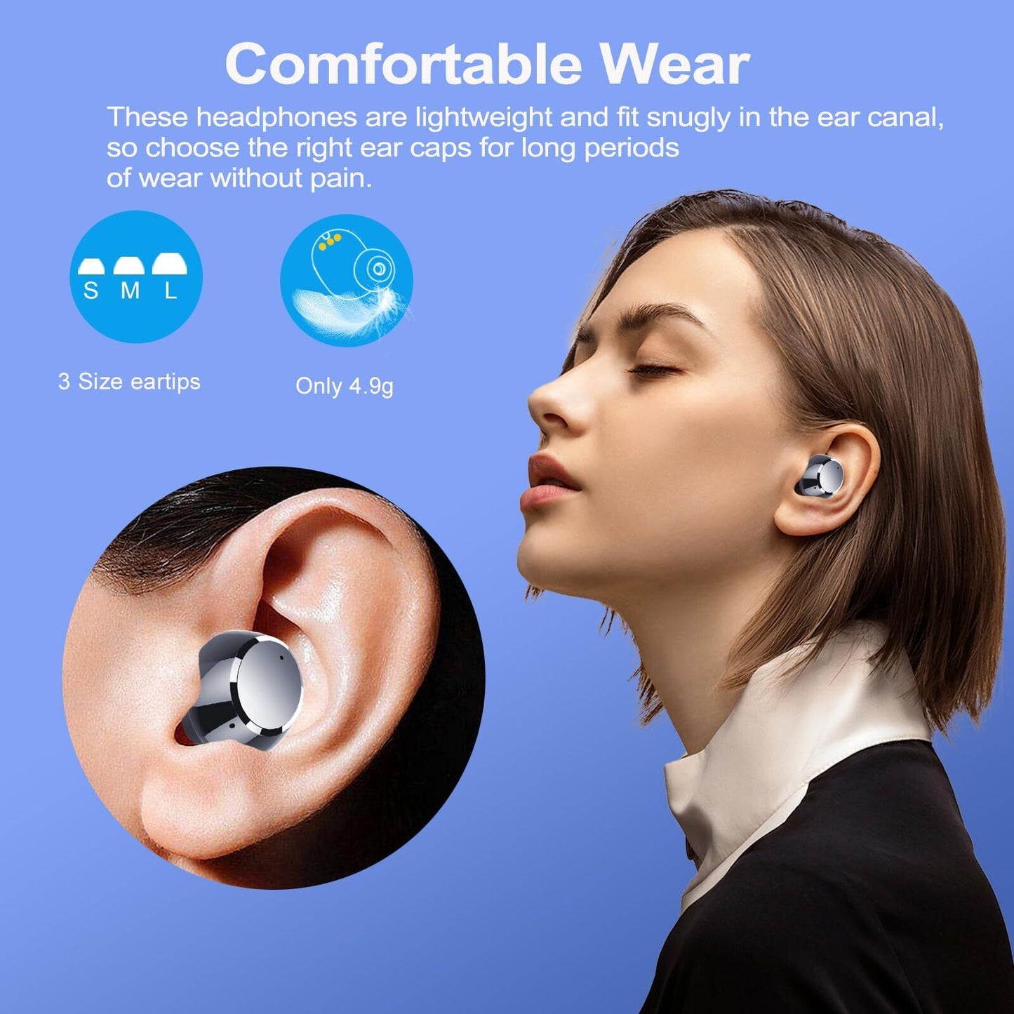 2023 Lekaby Earbuds, Wireless, Bluetooth 5.3, Deep Bass, LED Power Display, IP7