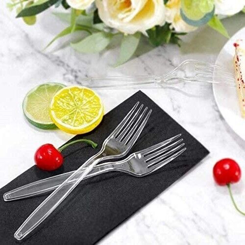 Liacere Disposable Flatware Forks Premium Heavyweight Clear 360 Pcs Wedding New