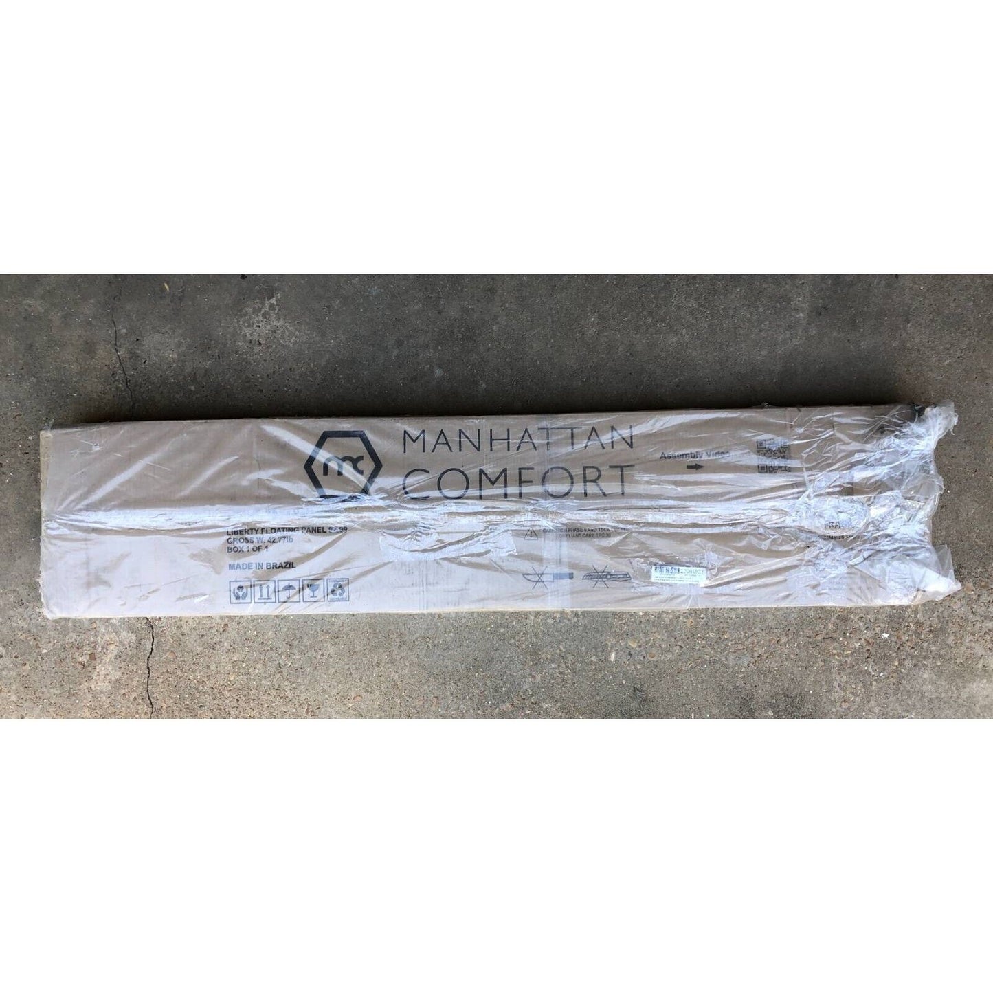 DAMAGED - Manhattan Comfort Floating Panel TV Stand 220BMC1 Off White Wall Unit 62.99"