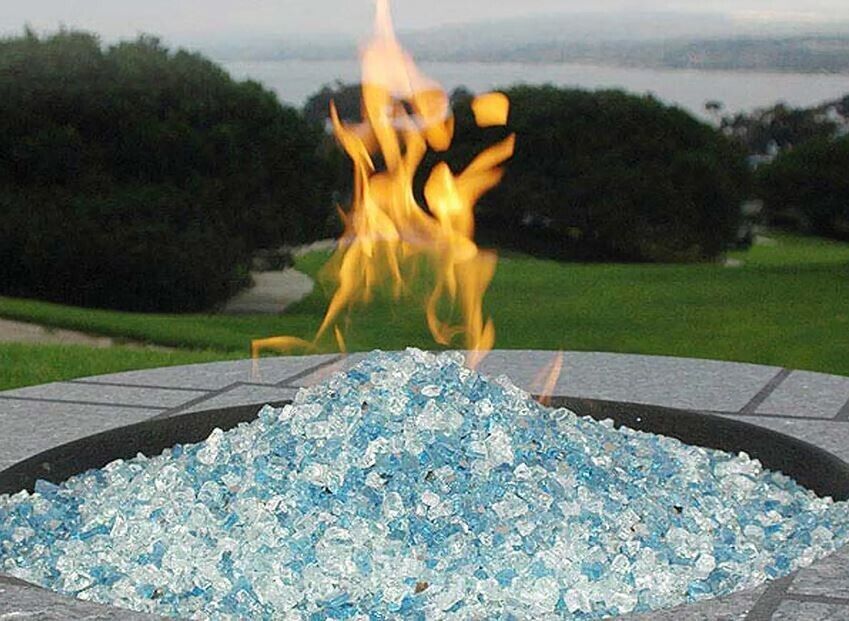 Hiland RGLASS-BB Pit Fire Glass in Bahama Blend Extreme Temperature 10 Pounds.