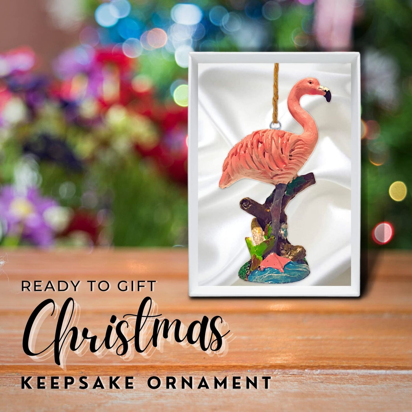 Tropical Christmas Tree Ornaments, Decorative Hanging Beach Themed Flamingo 4"