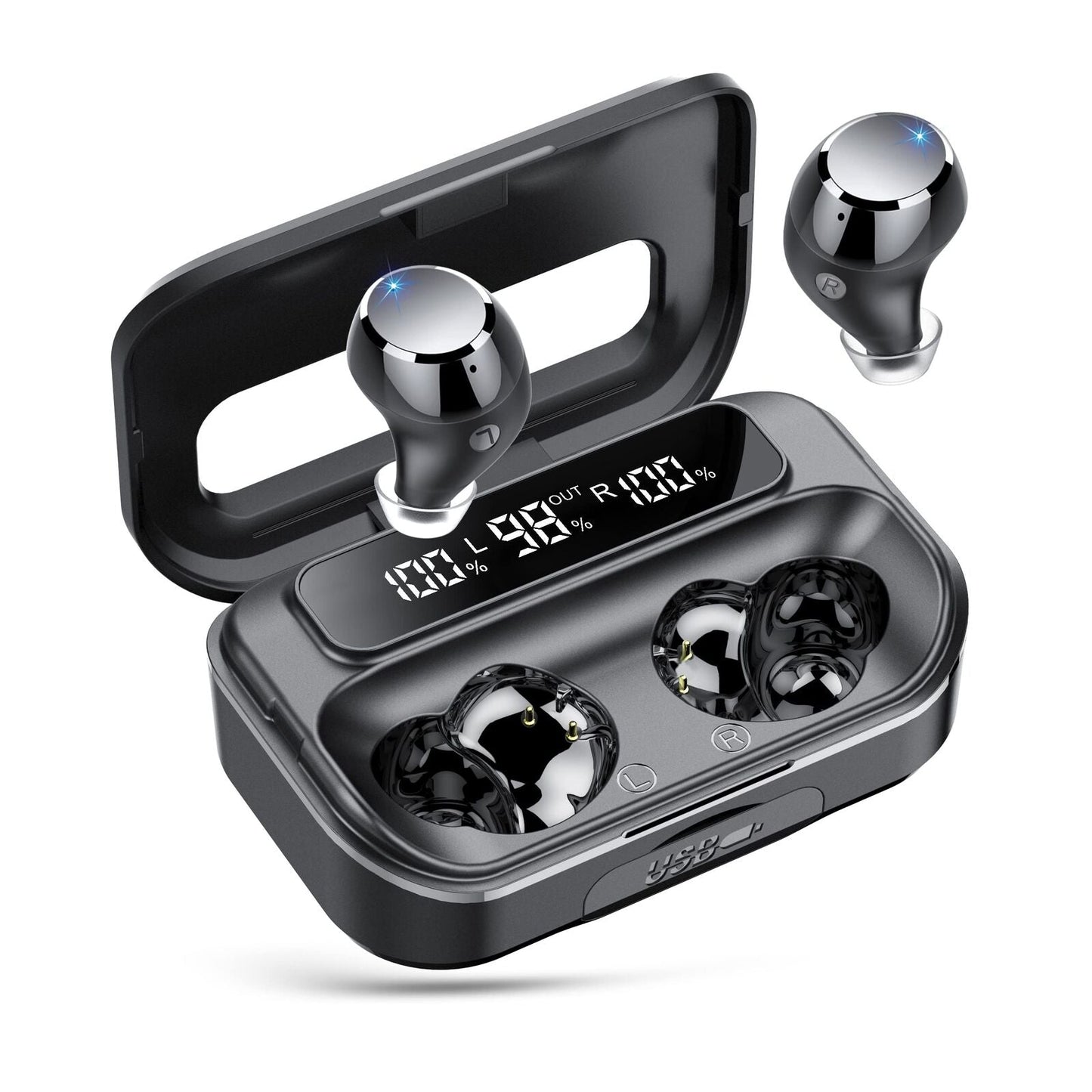 2023 Lekaby Earbuds, Wireless, Bluetooth 5.3, Deep Bass, LED Power Display, IP7