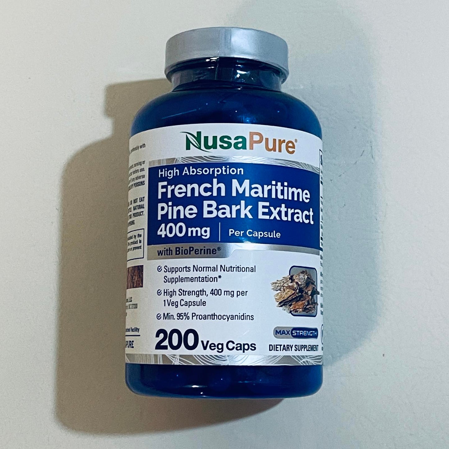 NusaPure French Maritime Pine Bark Extract 400mg Dietary Supplement 200 Veg Capsules BEST 8/27