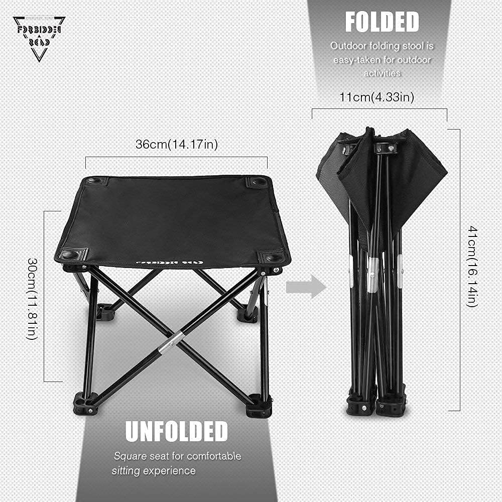 Portable Folding Camping Stool Outdoor Chair - Black