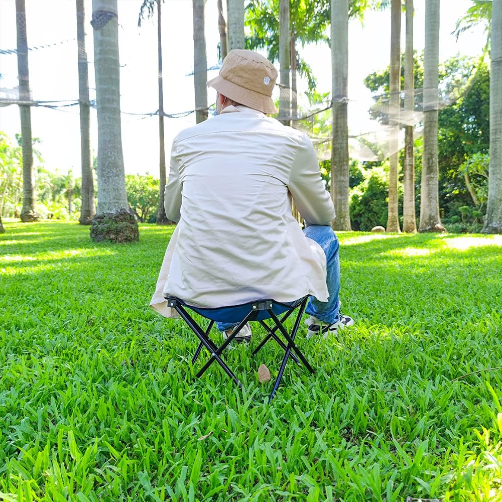 Portable Folding Camping Stool Outdoor Chair - Black