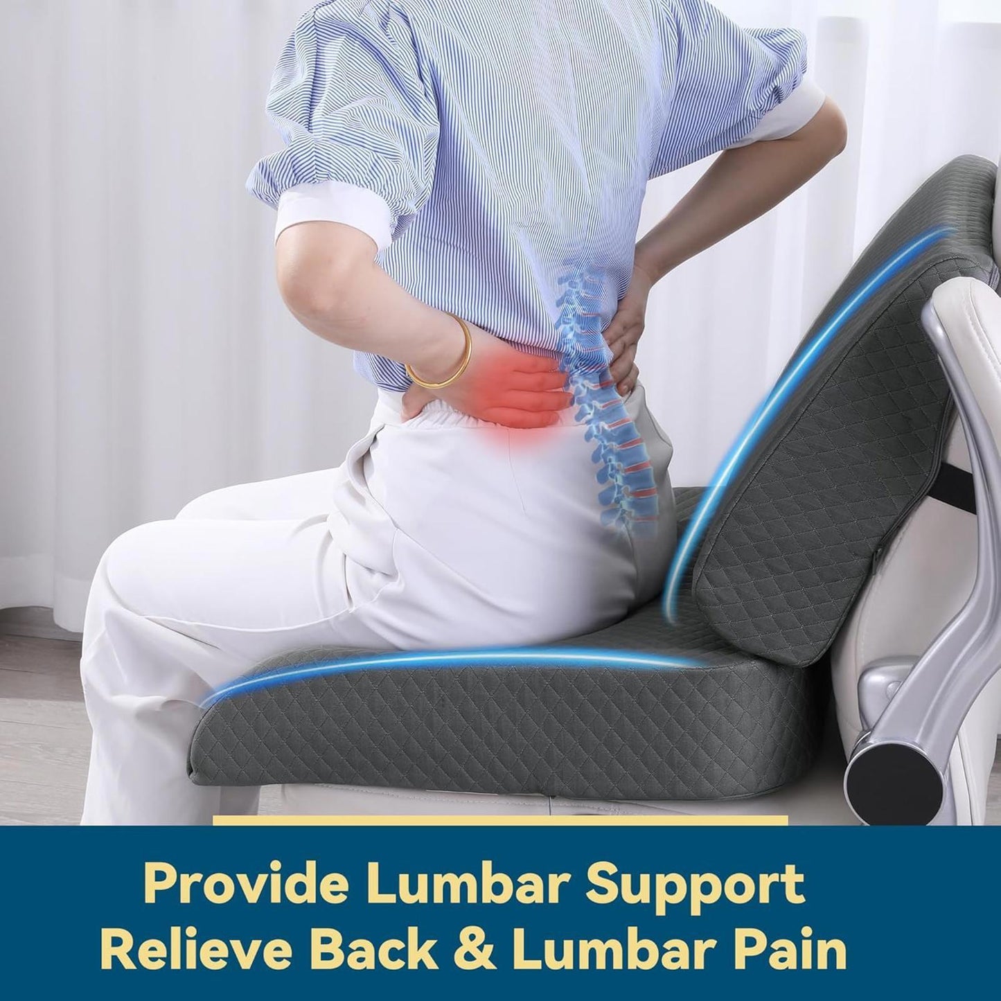 Ergonomic Lumbar Support Cushion and Seat Cushion Set