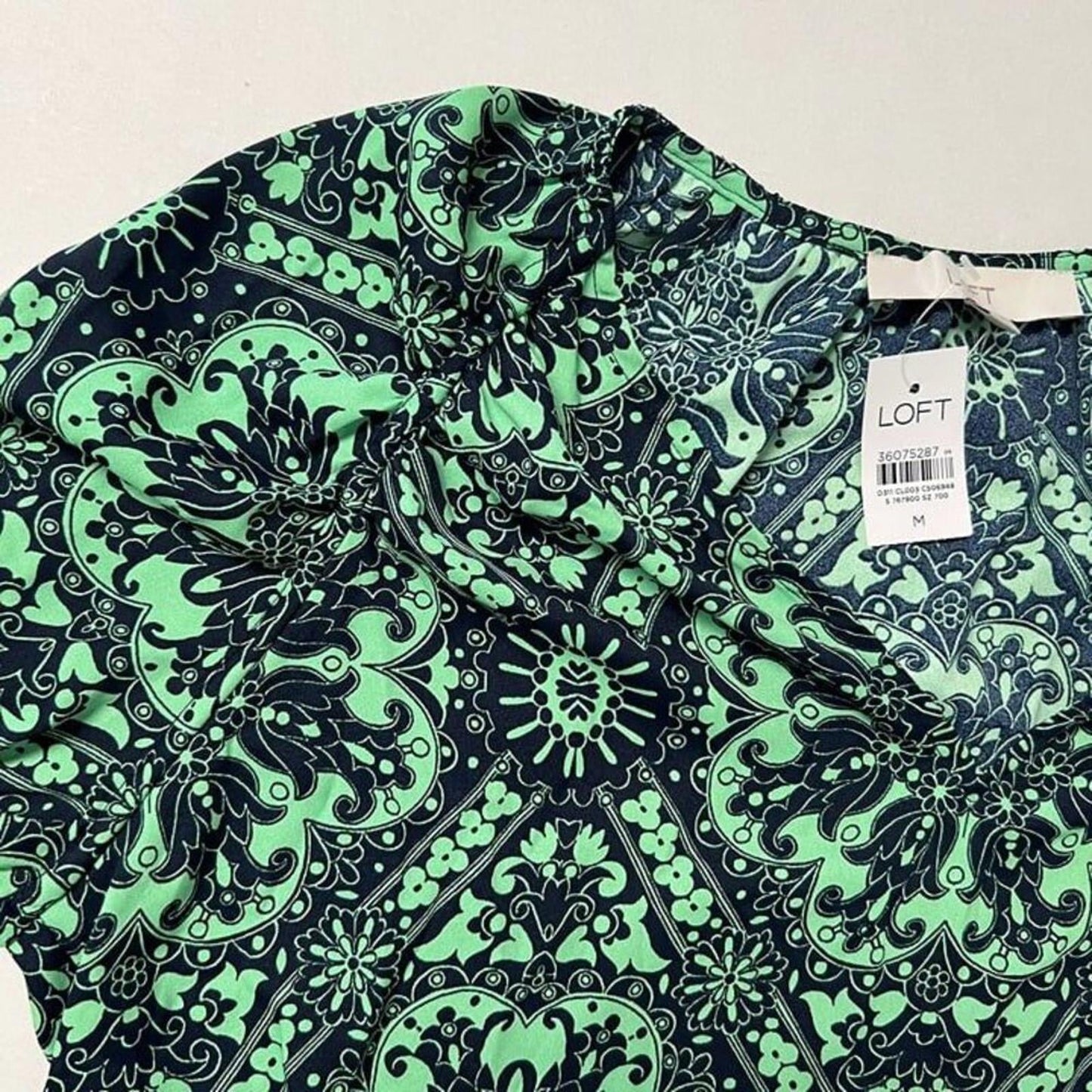 LOFT Tile Shirred Raglan Blouse