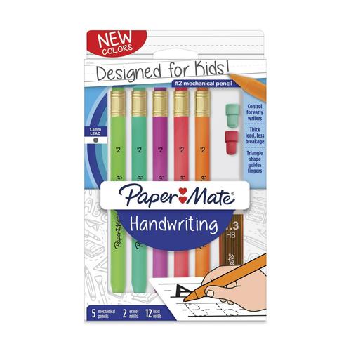 Paper Mate Handwriting Triangular Mechanical Pencil Set, Lead/Eraser, 1.3mm