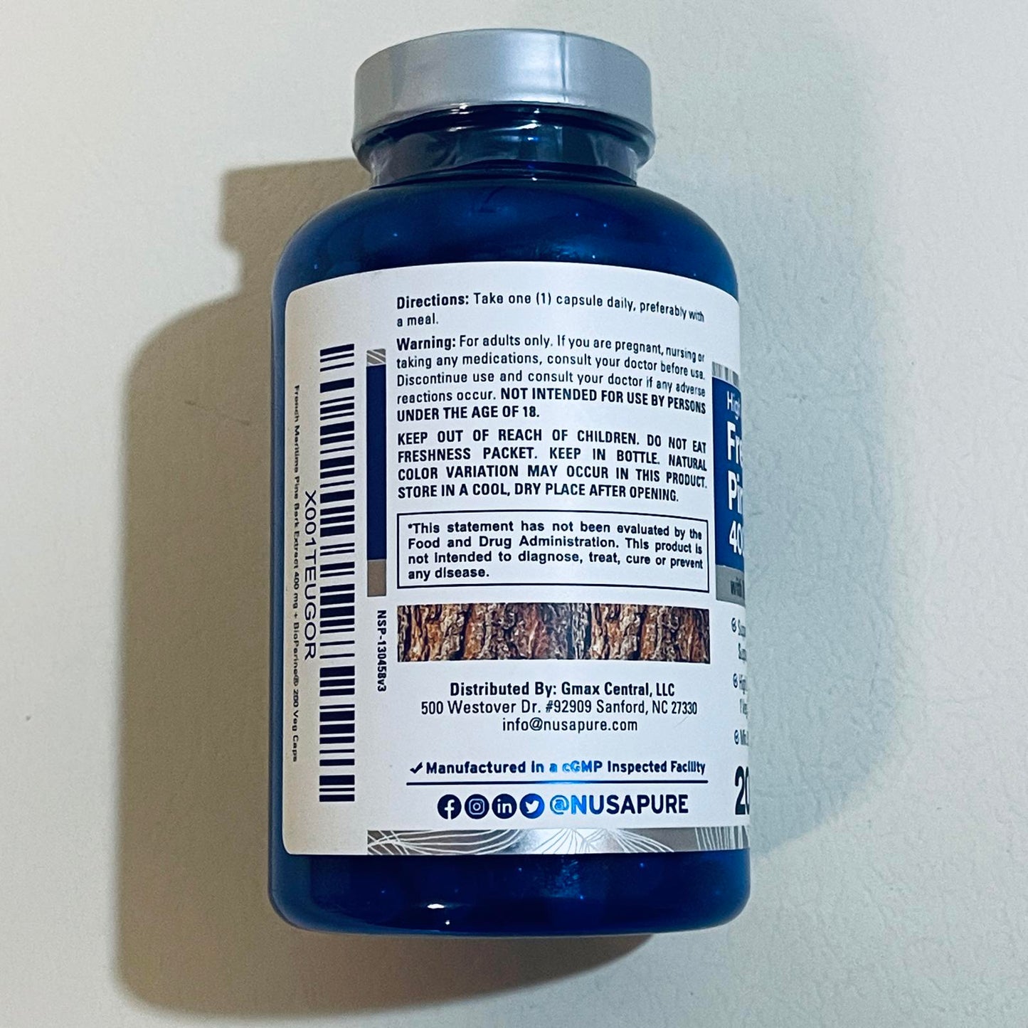 NusaPure French Maritime Pine Bark Extract 400mg Dietary Supplement 200 Veg Capsules BEST 8/27